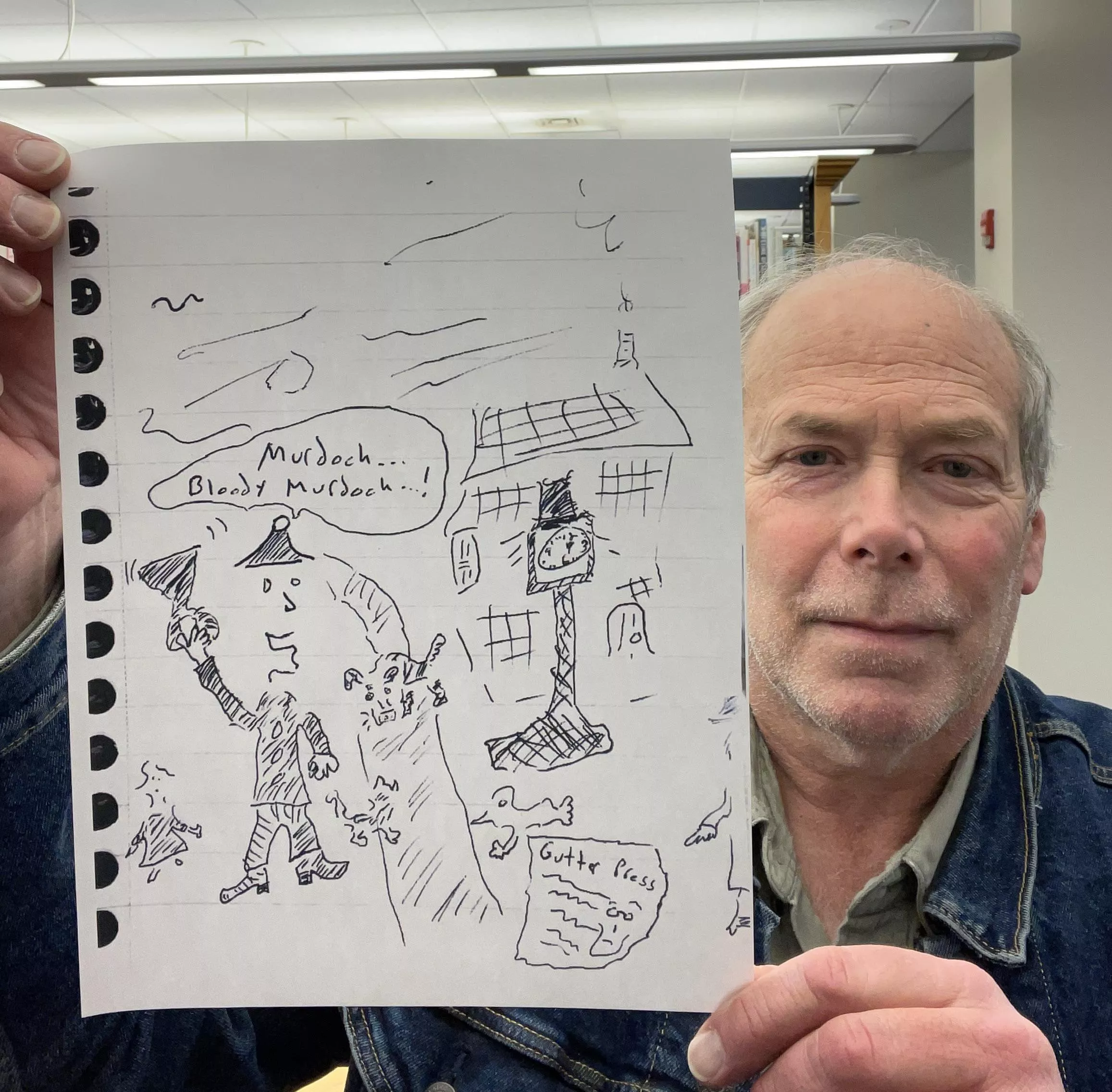 Years ago, I saw an old movie where a Town Crier was announcing, in the fog, “Murder! Bloody murder!” I can’t really draw. But I try. Years ago, I saw an old movie where a Town Crier was announcing, in the fog, “Murder! Bloody murder!” I can’t really draw. But I try.