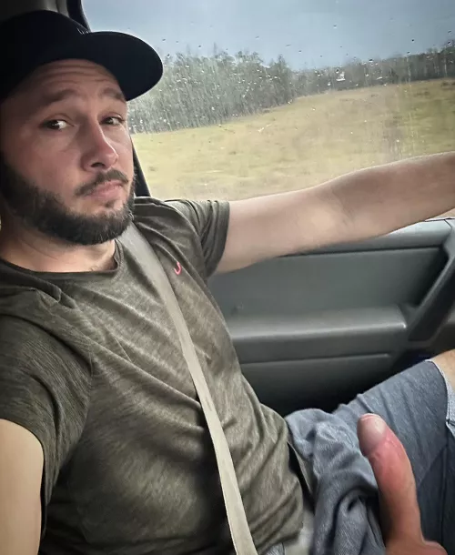 Casually driving around with a raging hard cock! What would you do if you noticed it at the stoplight?