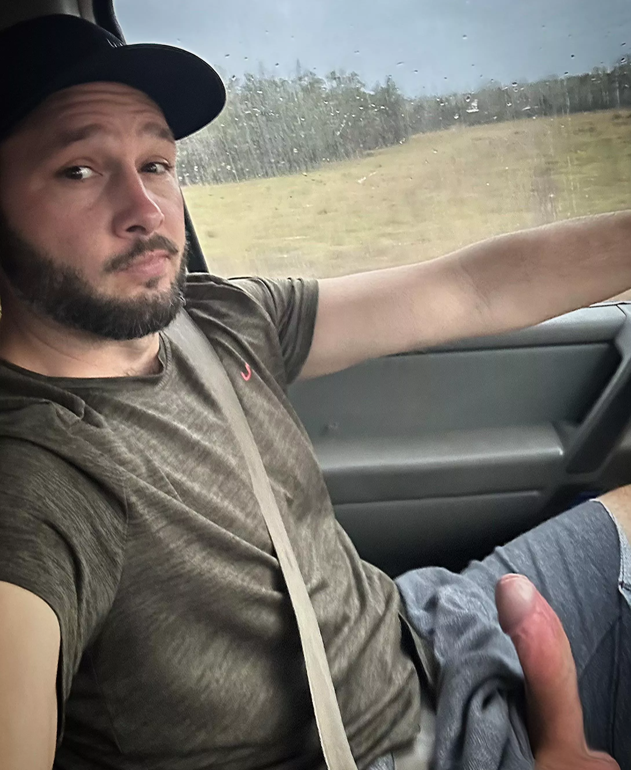 Casually driving around with a raging hard cock! What would you do if you noticed it at the stoplight?