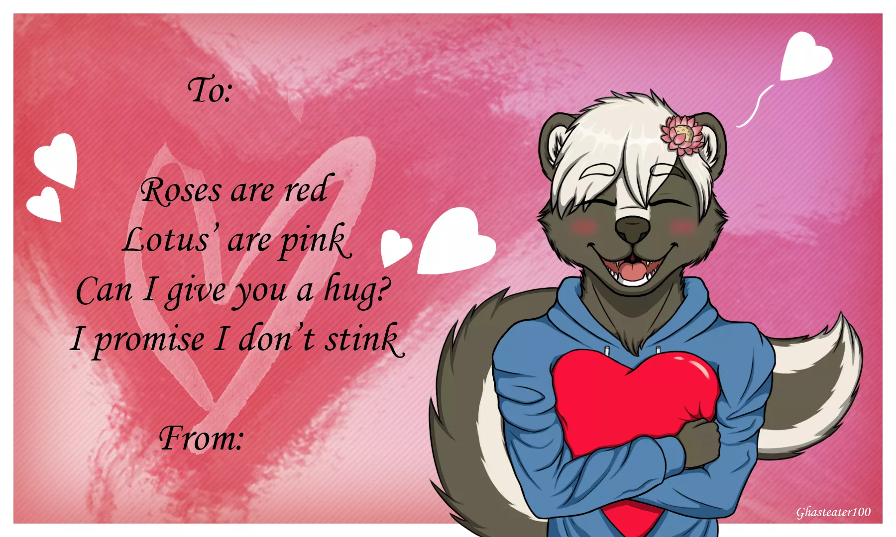 I made a Valentine's Day card using my fursona. Feel free to send to someone special to you :)