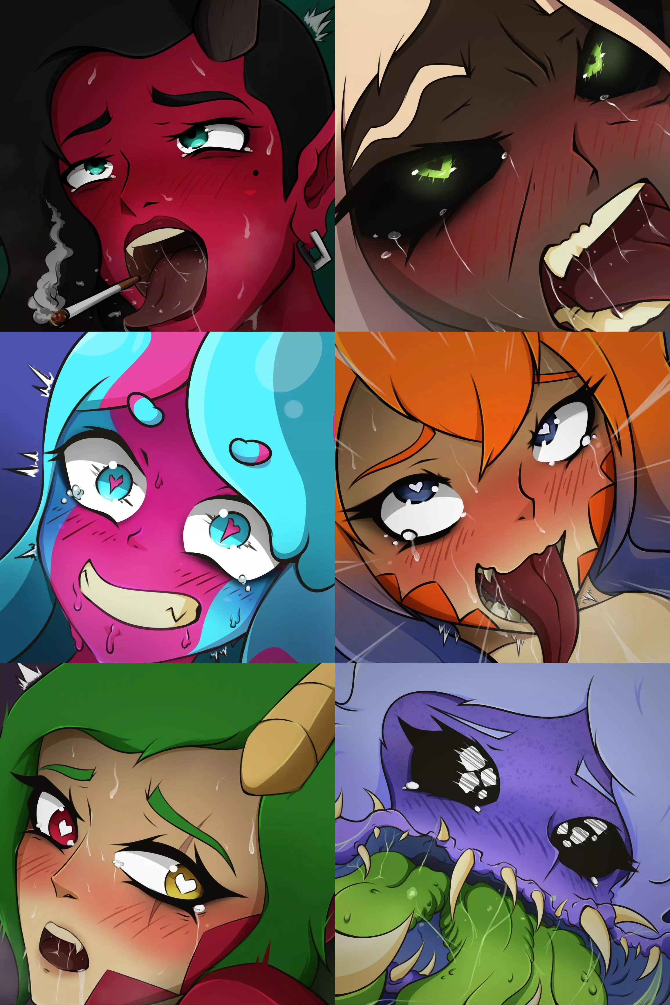 Made some Monster OCs Ahegaos