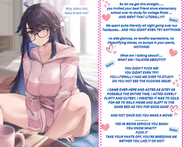 Your childhood best friend gets upset when you take your study session a little, too literally [lewd] [implied breeding] [childhood best friend] [studying] [implied sex] [male Pov] [implied fdom] [artist- moisture]
