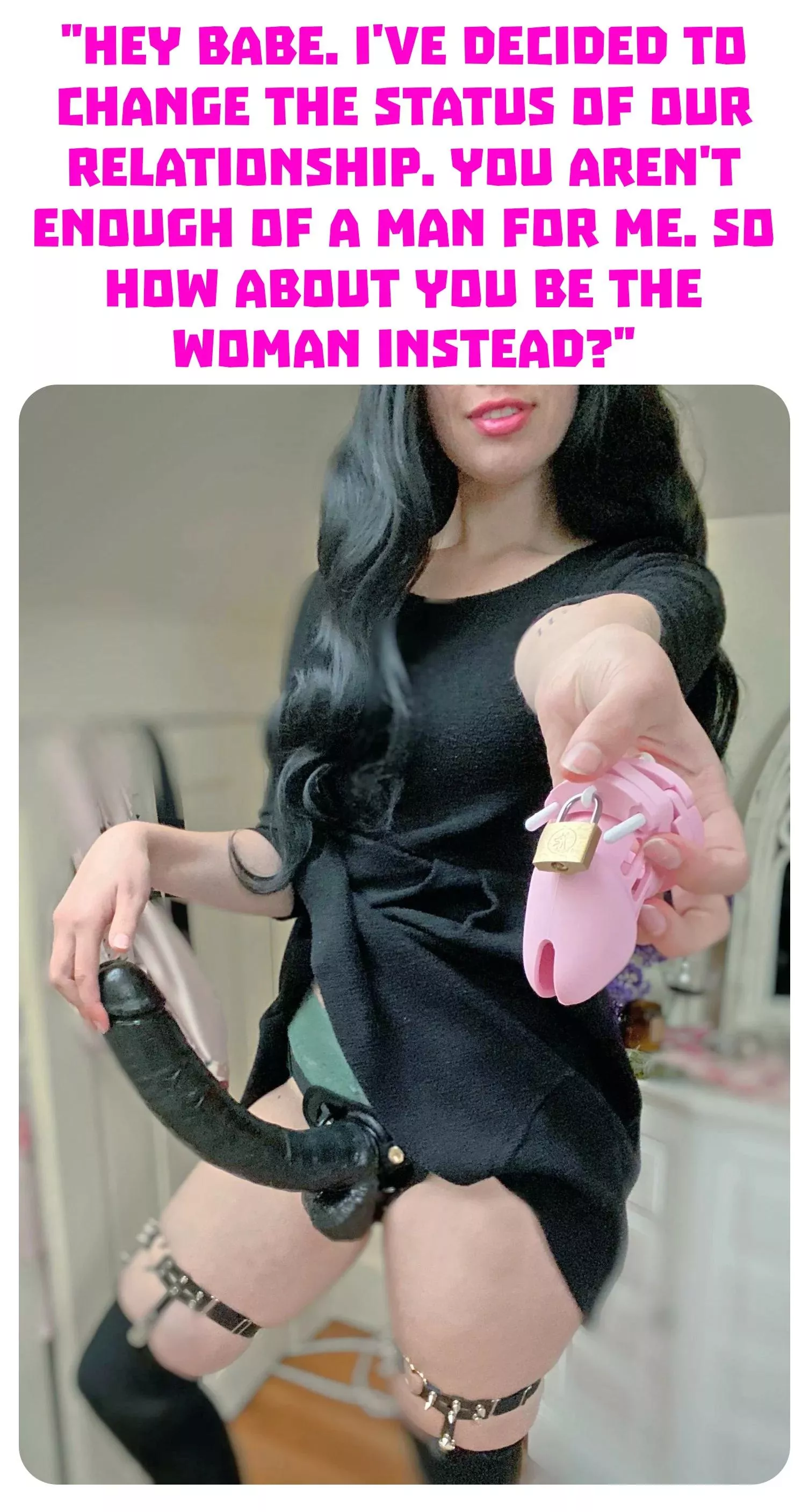 Your wife has had enough of your small dicklet that had never given her an orgasm. You better learn how to cum from anal only as you'll never be about to wank off again!