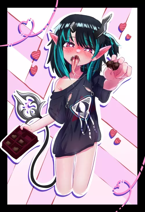 Demon girl wants to feed you some chocolate (OC)