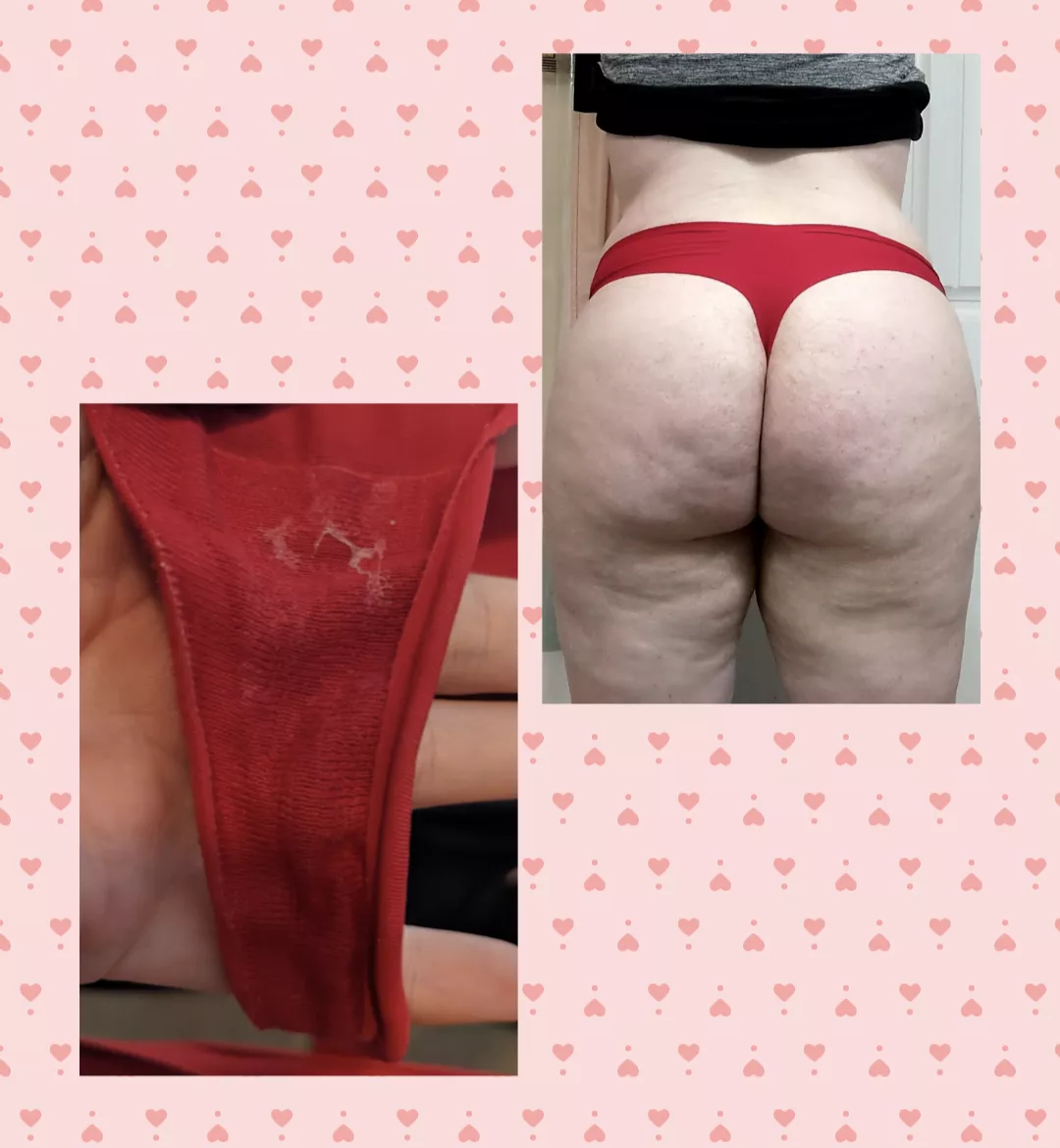 I'd love to cum for you this Valentine's Day! [Selling] Red Thong, 24hr wear, masturbation and light workout. $35