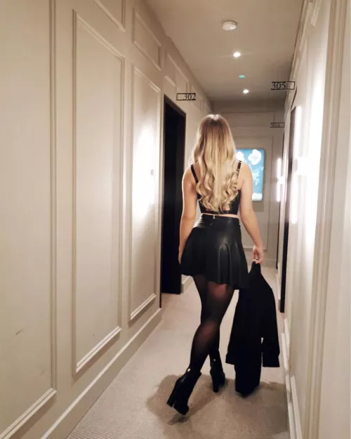 In the hotel corridor