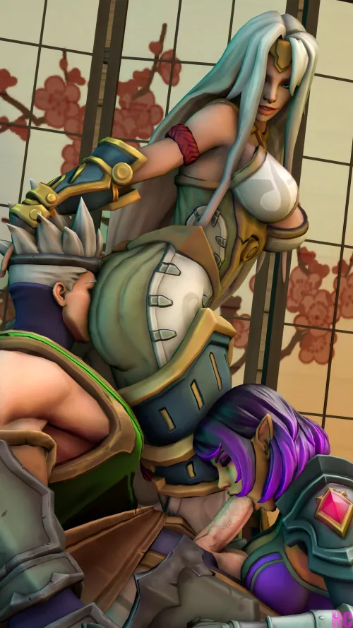 Koga geting flanked on both sides by Cassie and Skye (HC)