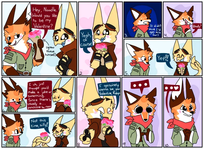 was in a silly goofy little mood. happy valentines day everyone! hope you guys have someone to spend it with, and if you don't, we're in this together! as usual, art by me ^^