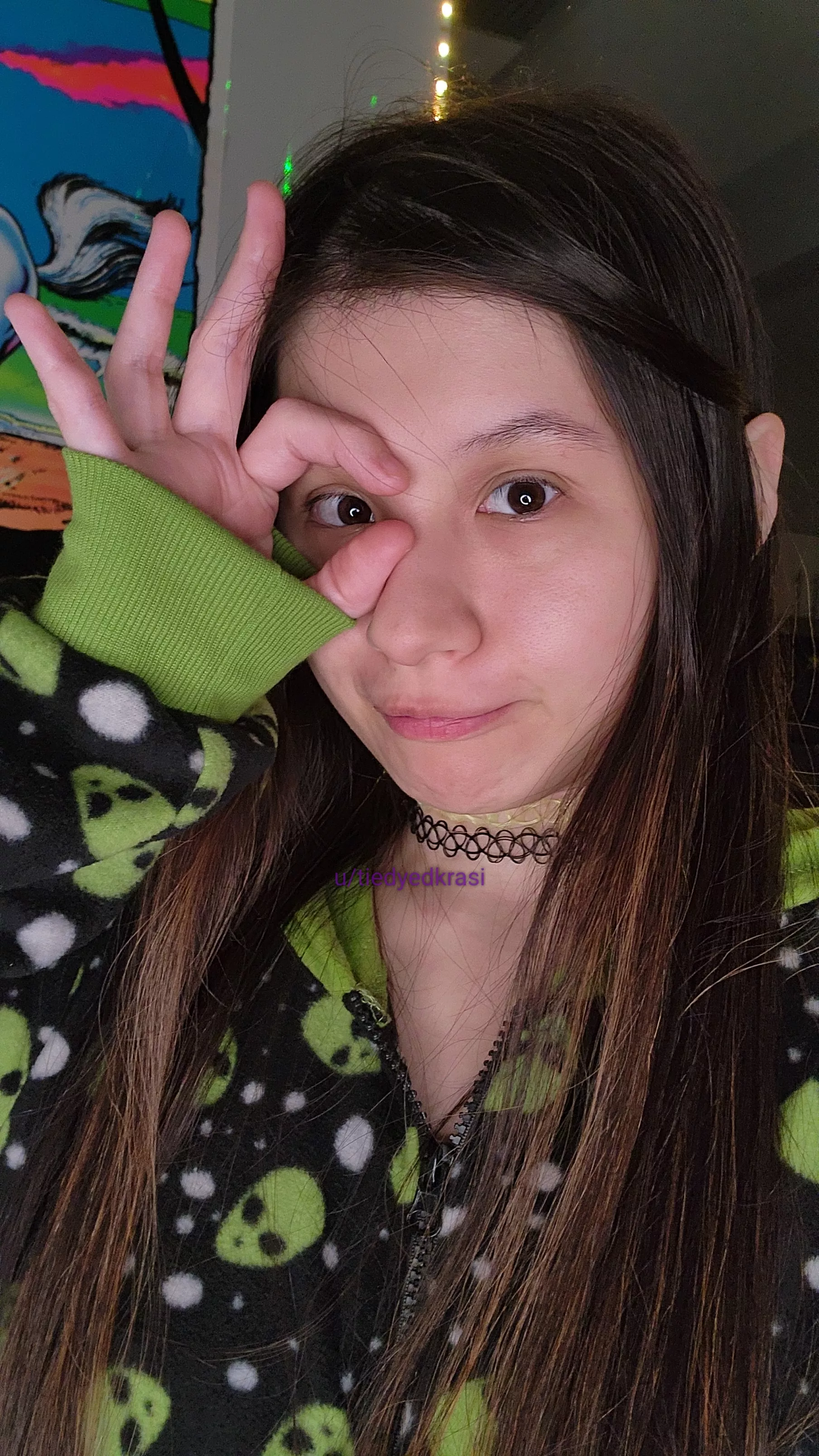 a light smirk because I dunno what I'm doing with my hand