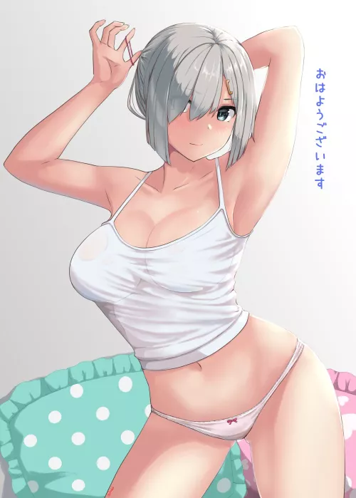 Hamakaze tying her hair up in the morning (Jouzaburou) [KanColle]