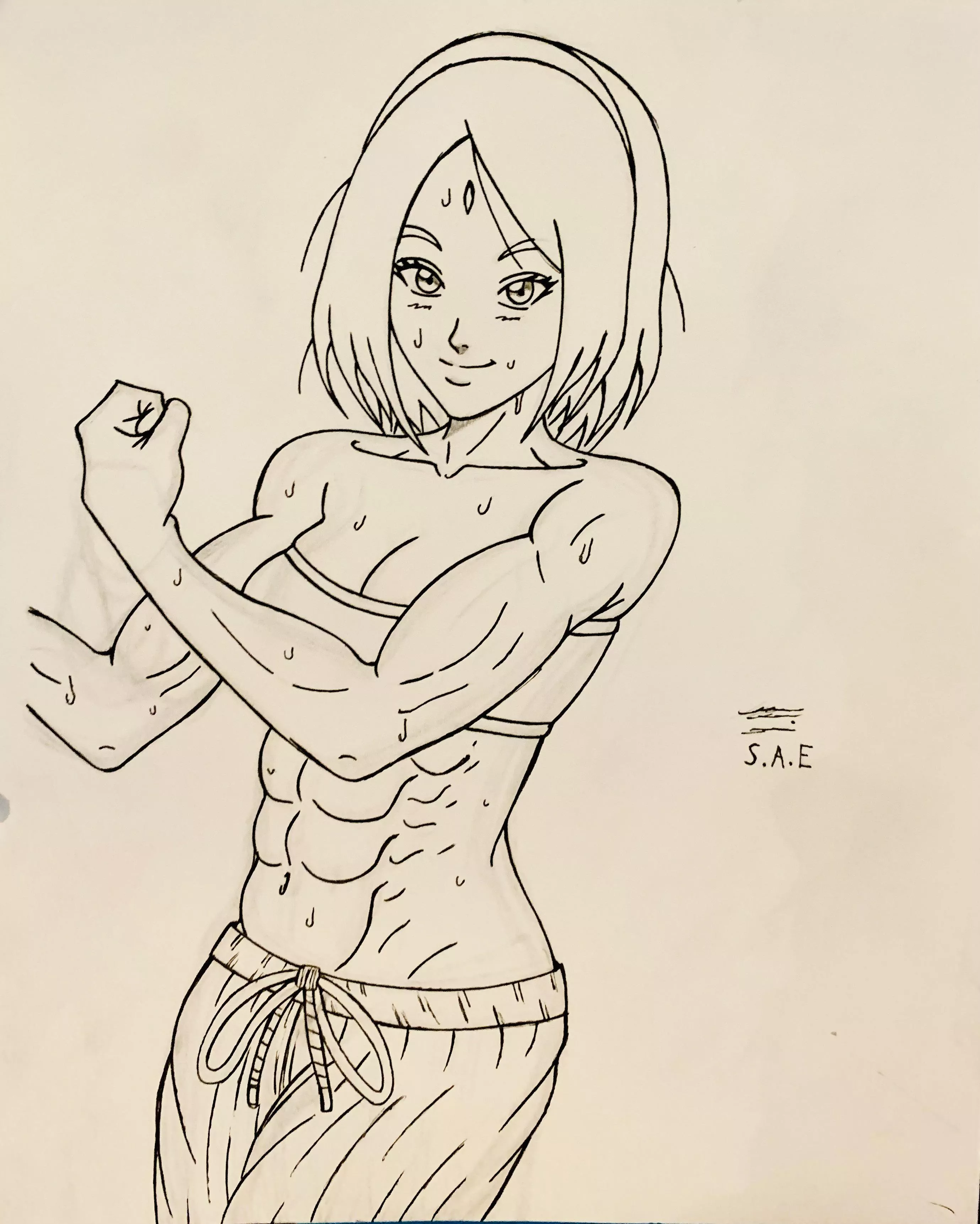 Hey everyone how’s my drawing of a fit Sakura. [Naruto]