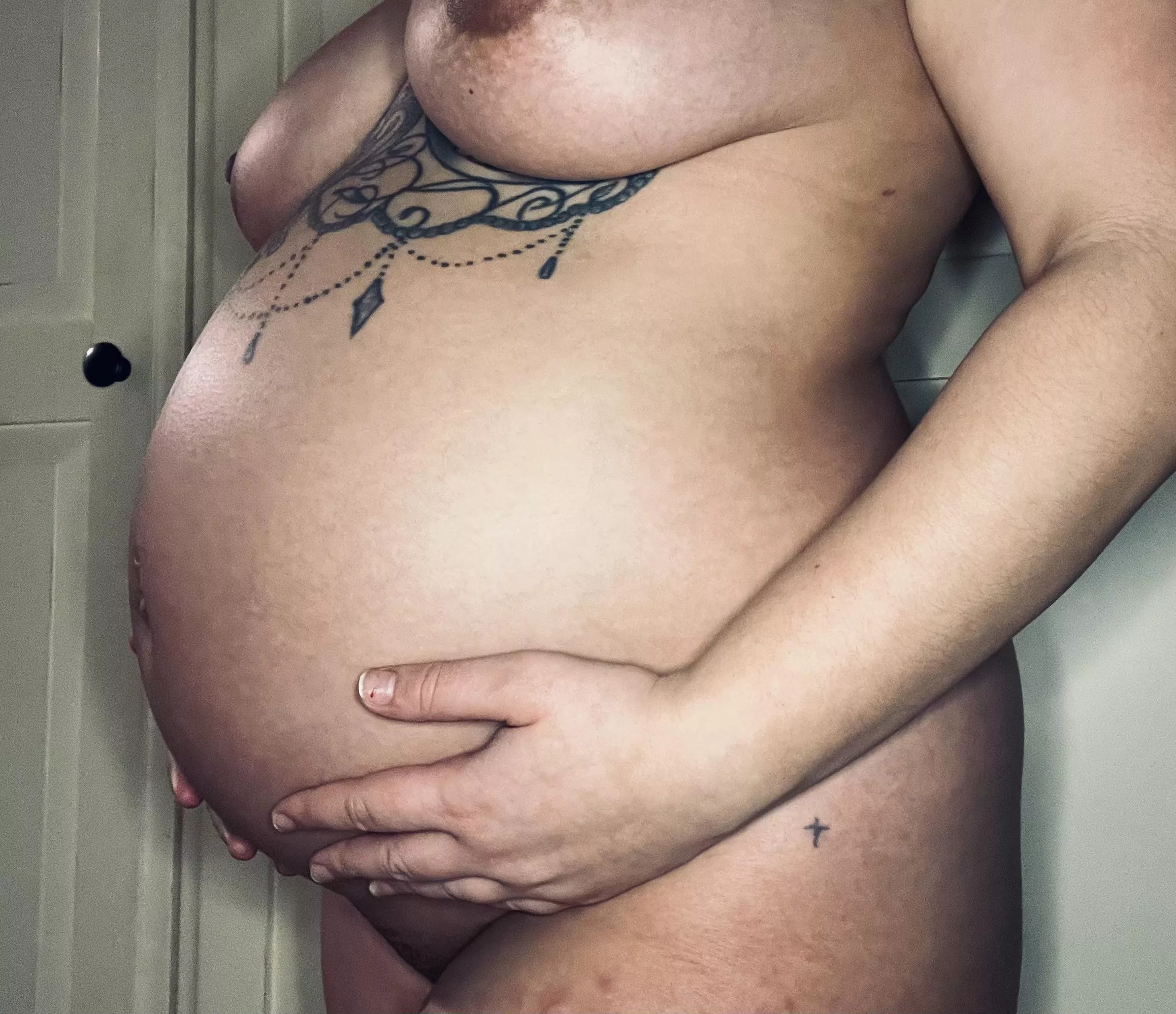 You wanna cum on my tits, belly or inside me?