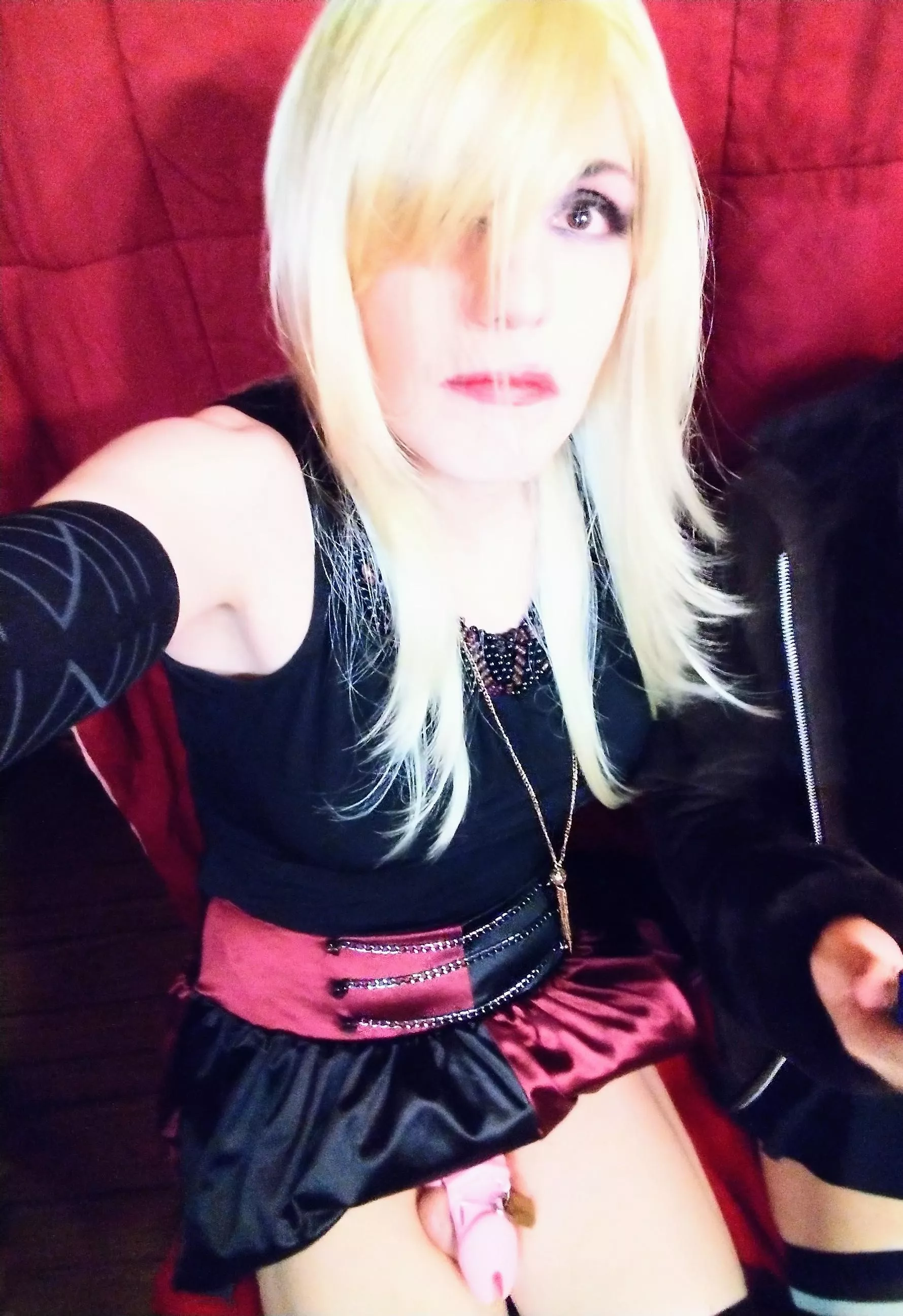 Caged & Plugged, while my girlfriend takes pictures of me to send to her Hung Daddy.