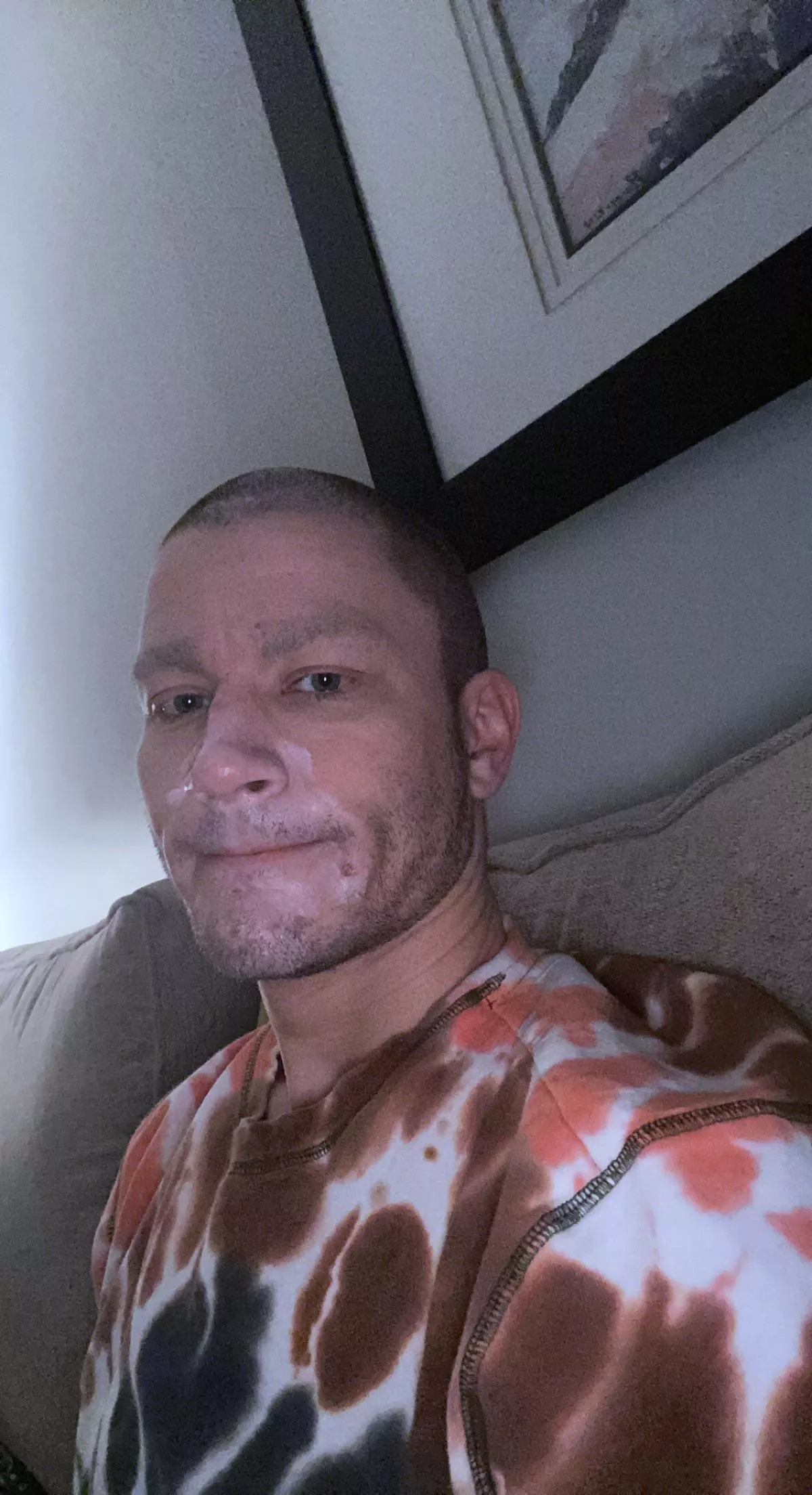 Just A gay with cream all over his face