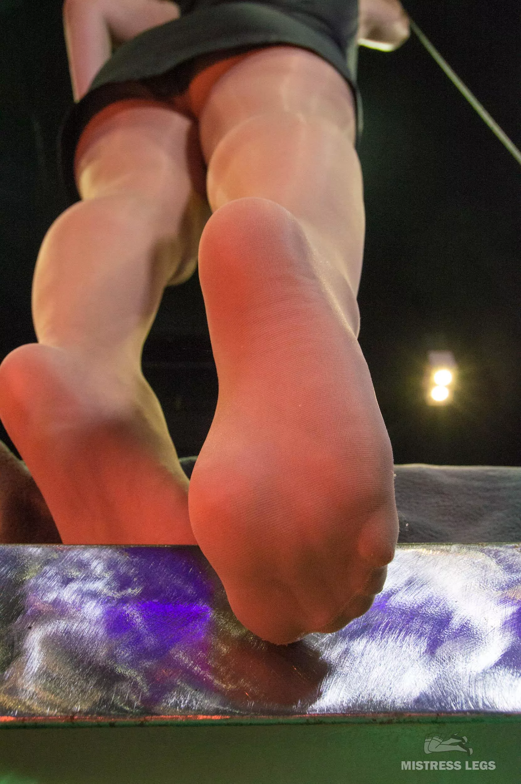 My legs and soles in flesh-colored pantyhose