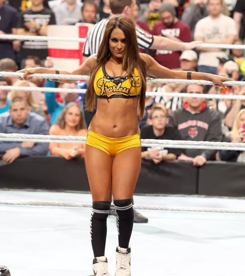 Nikki Bella in yellow ring gear