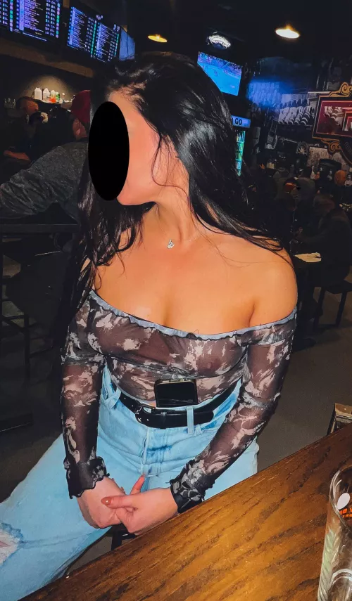 Out for beers in a sheer top