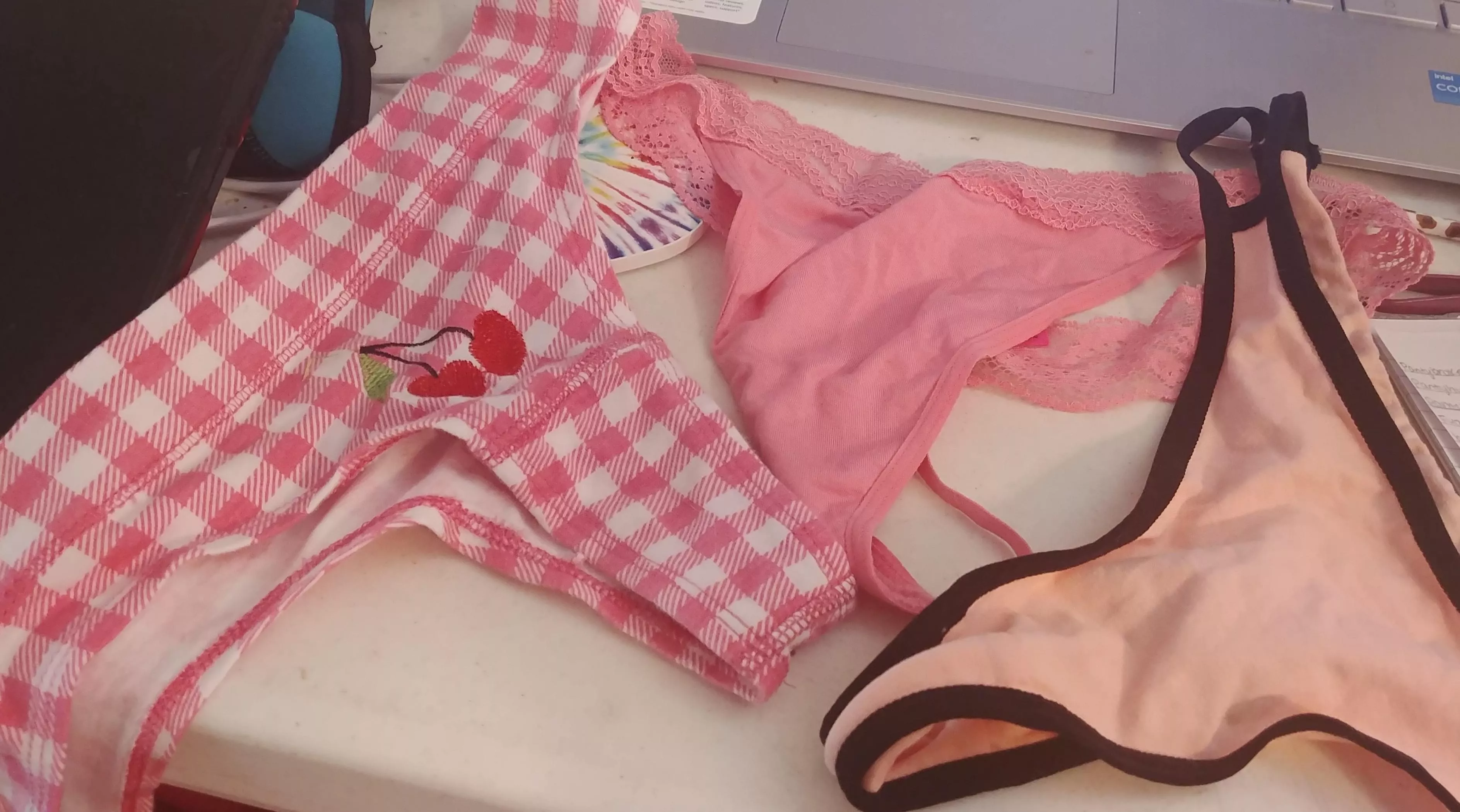 [selling] Some pink thongs I have available! Message me to book your wear :)