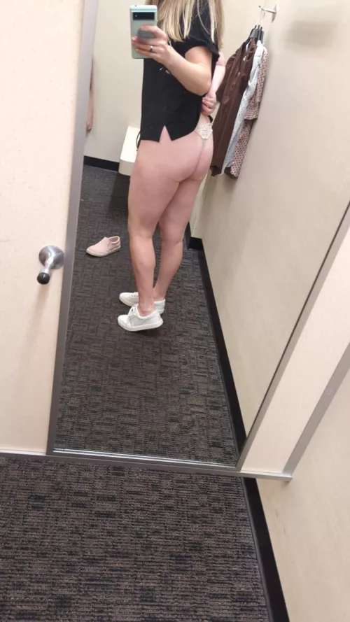 Trying on new outfits at Nordstrom for casual [F]riday.