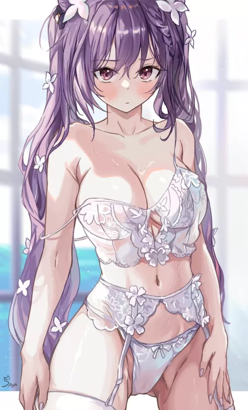 White lingerie Keqing