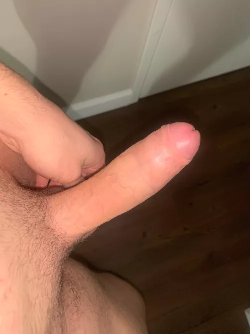 Foreskin Friday! Half covered but fully hard