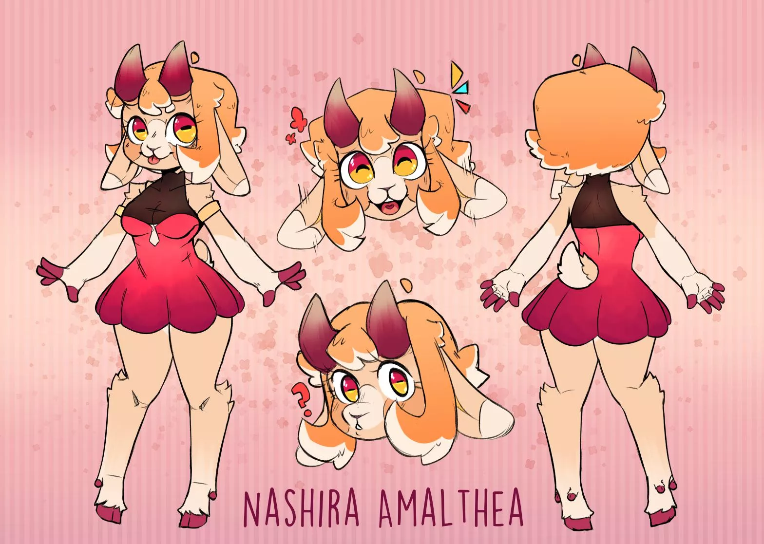 Made a simple ref for a silly goat lady. (My art and OC)
