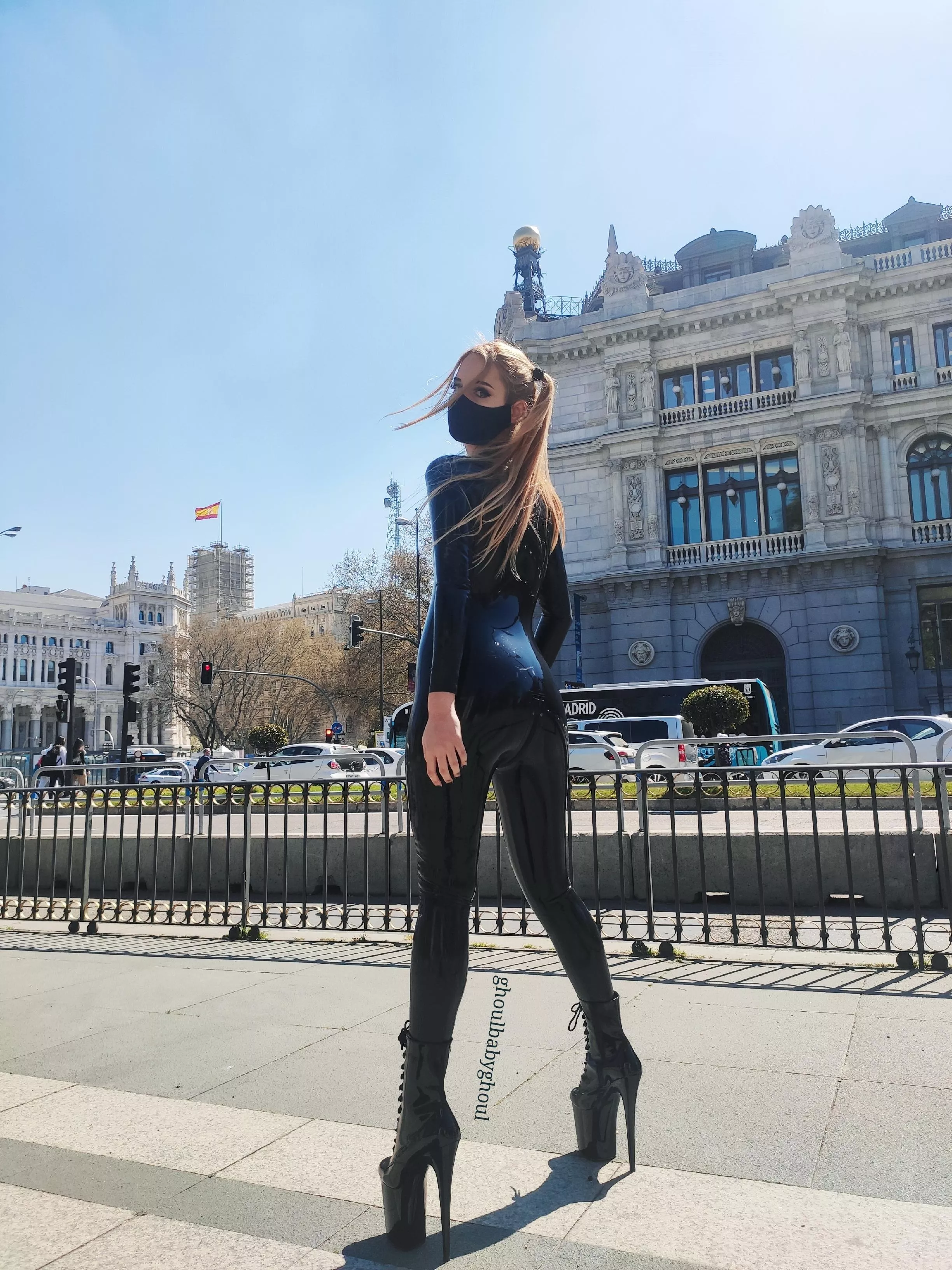 Wearing my latex catsuit in public ✨