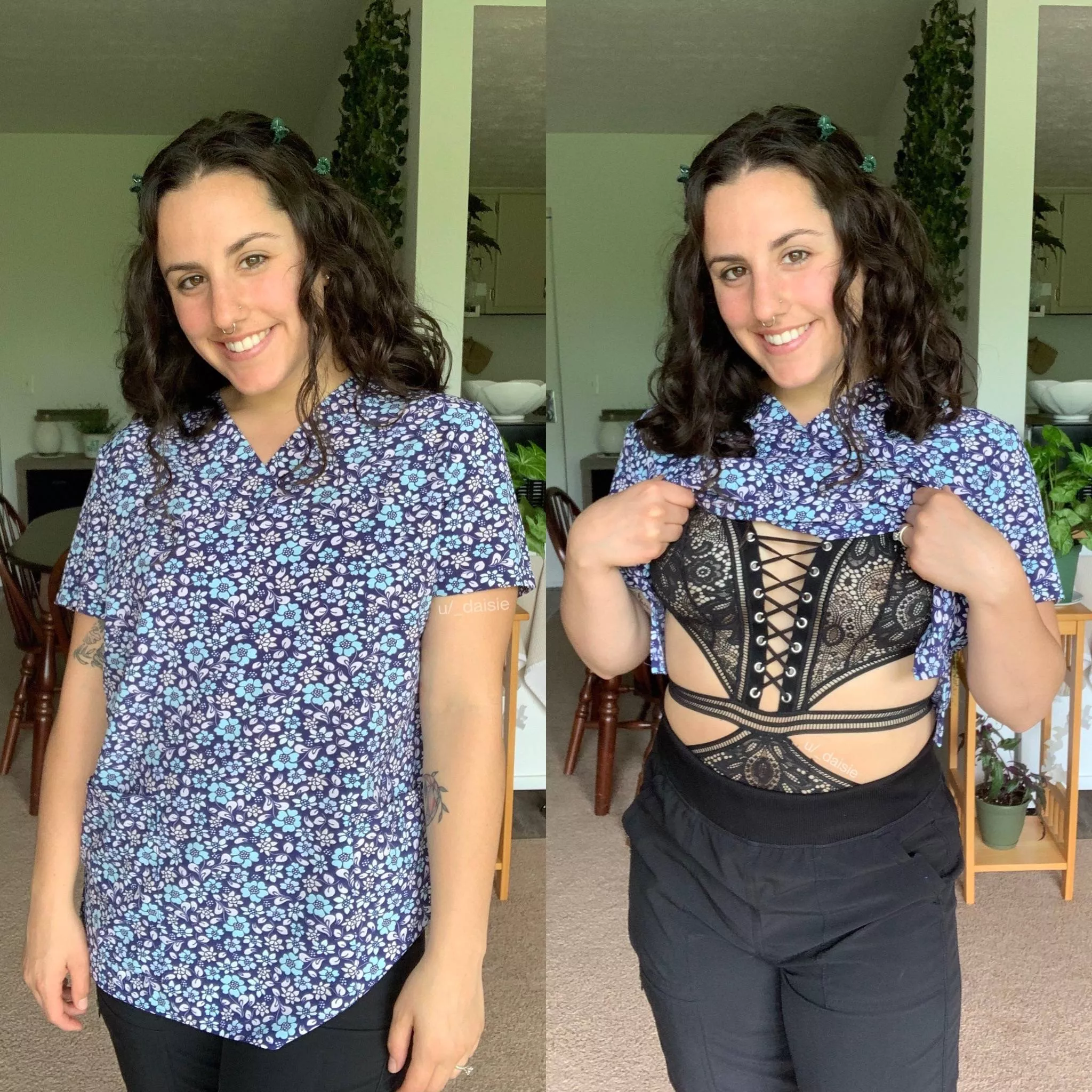 can't decide if you want me in scrubs or lingerie? here's both😉