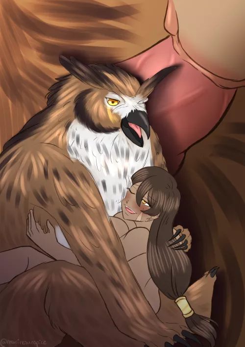 Female cutie getting hugged and fucked by an owlbear (marinesunspice)