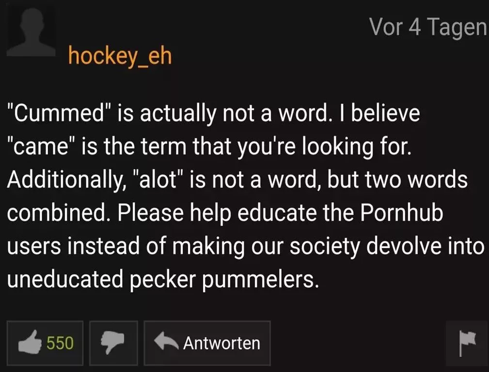Found this Grammer Nazi on pornhub