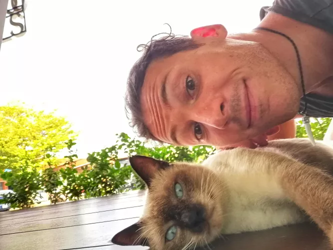 I just lay there and purred until some strange guy came up to me with his camera😸