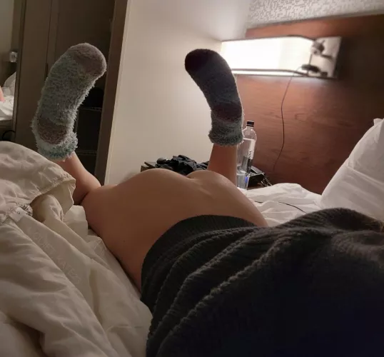 So cozy in this pair of fuzzy socks [female]