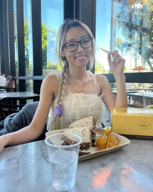 Blonde braids and glasses