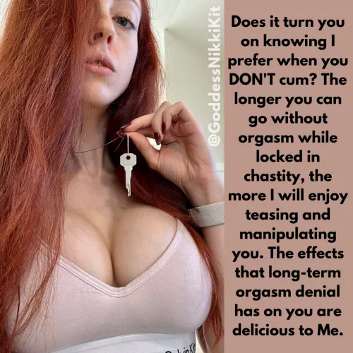 Does it turn you on knowing that I prefer when you DON'T cum and that I like you more the longer you can go in chastity?