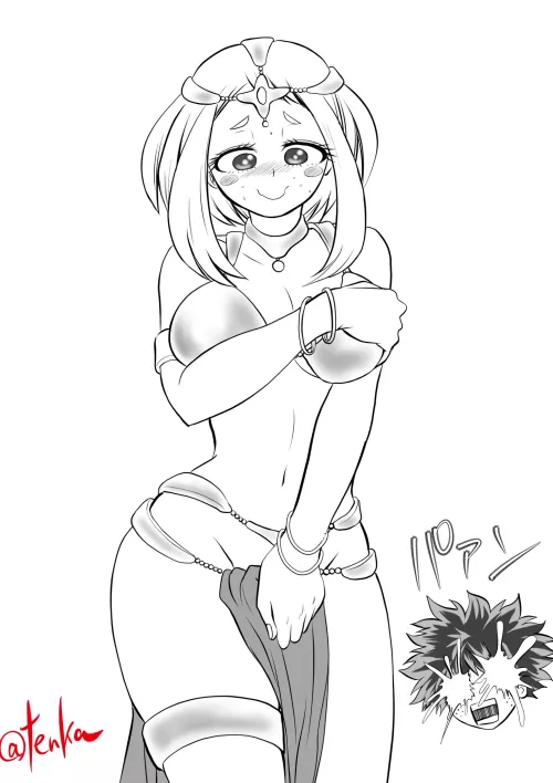 Fantasy AU Ochako tries a different outfit (@catgerden)