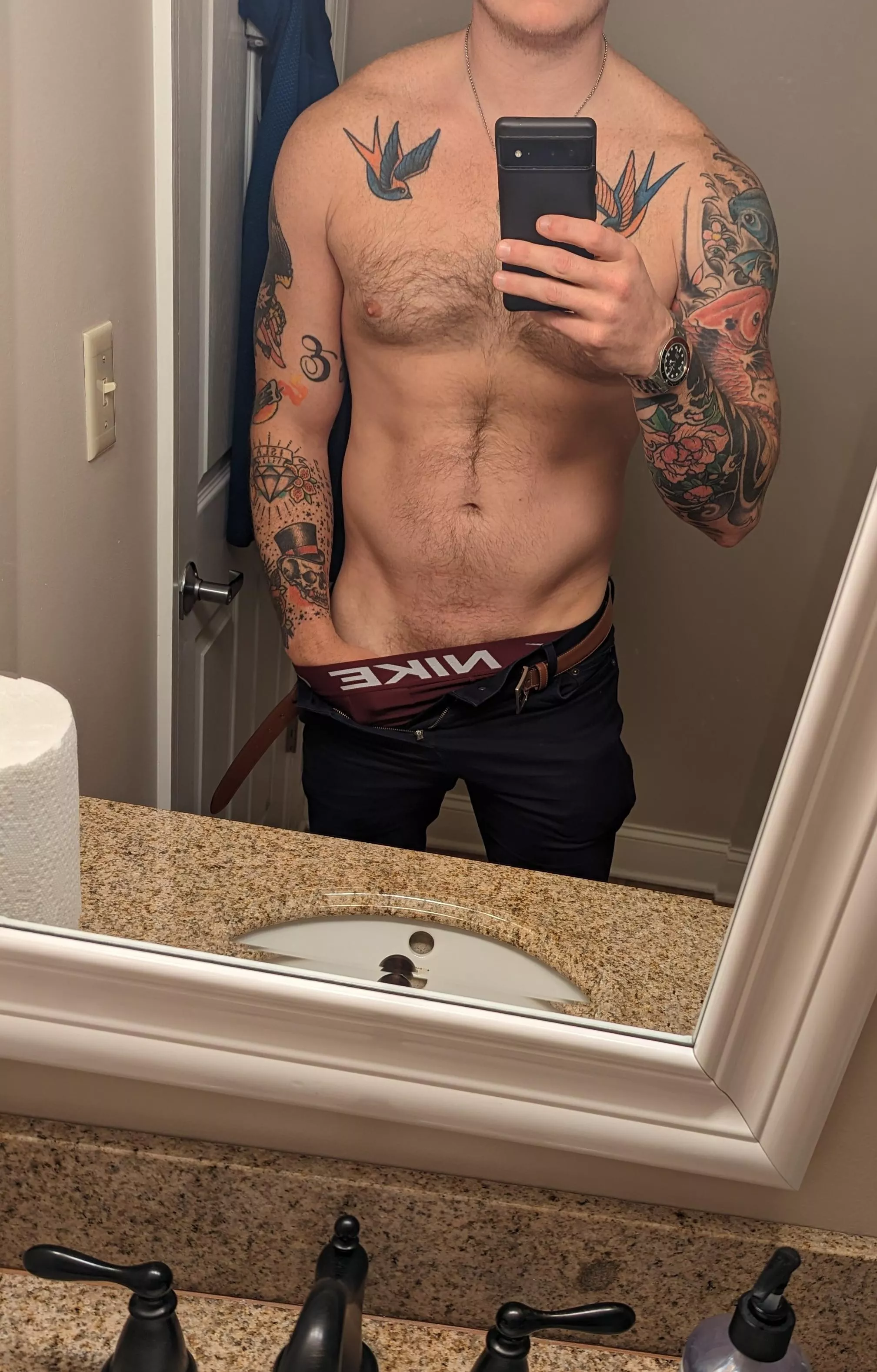 I got a new tattoo, but I'd have to take my pants off to show it to you