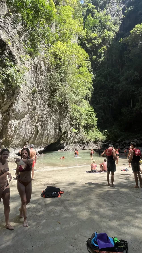 Secret cove you have to swim to, Thailand