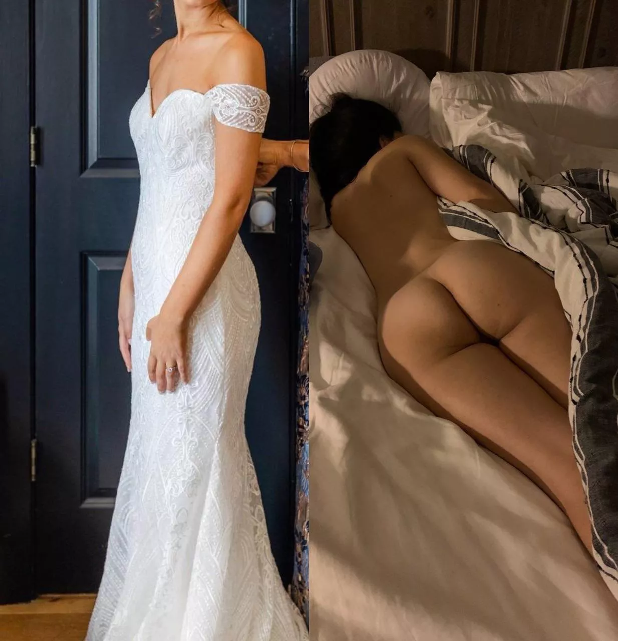 Before and after wedding night. Let’s trade pics of my new wife. Tele is winteriscoming091