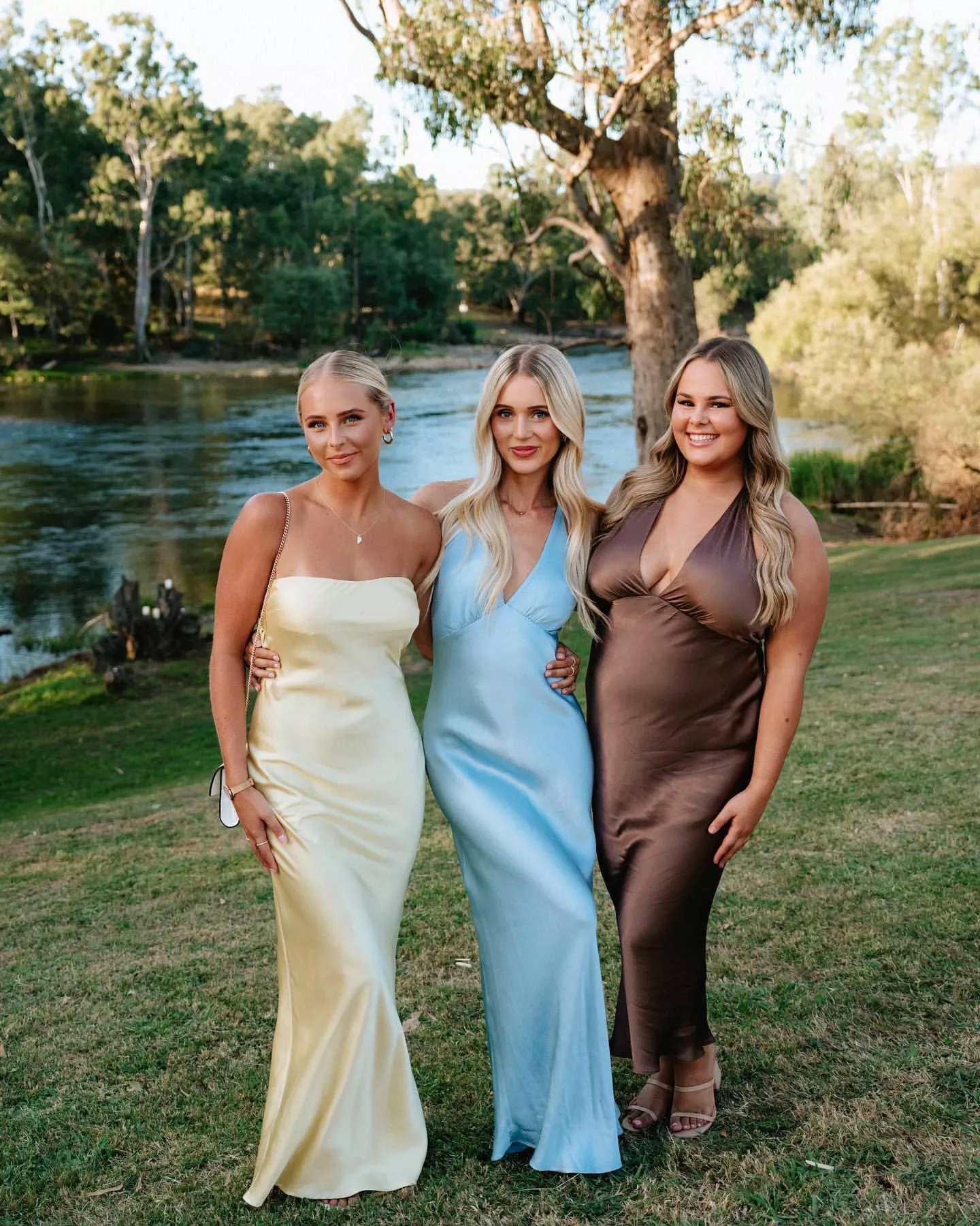 College coeds in formal dresses