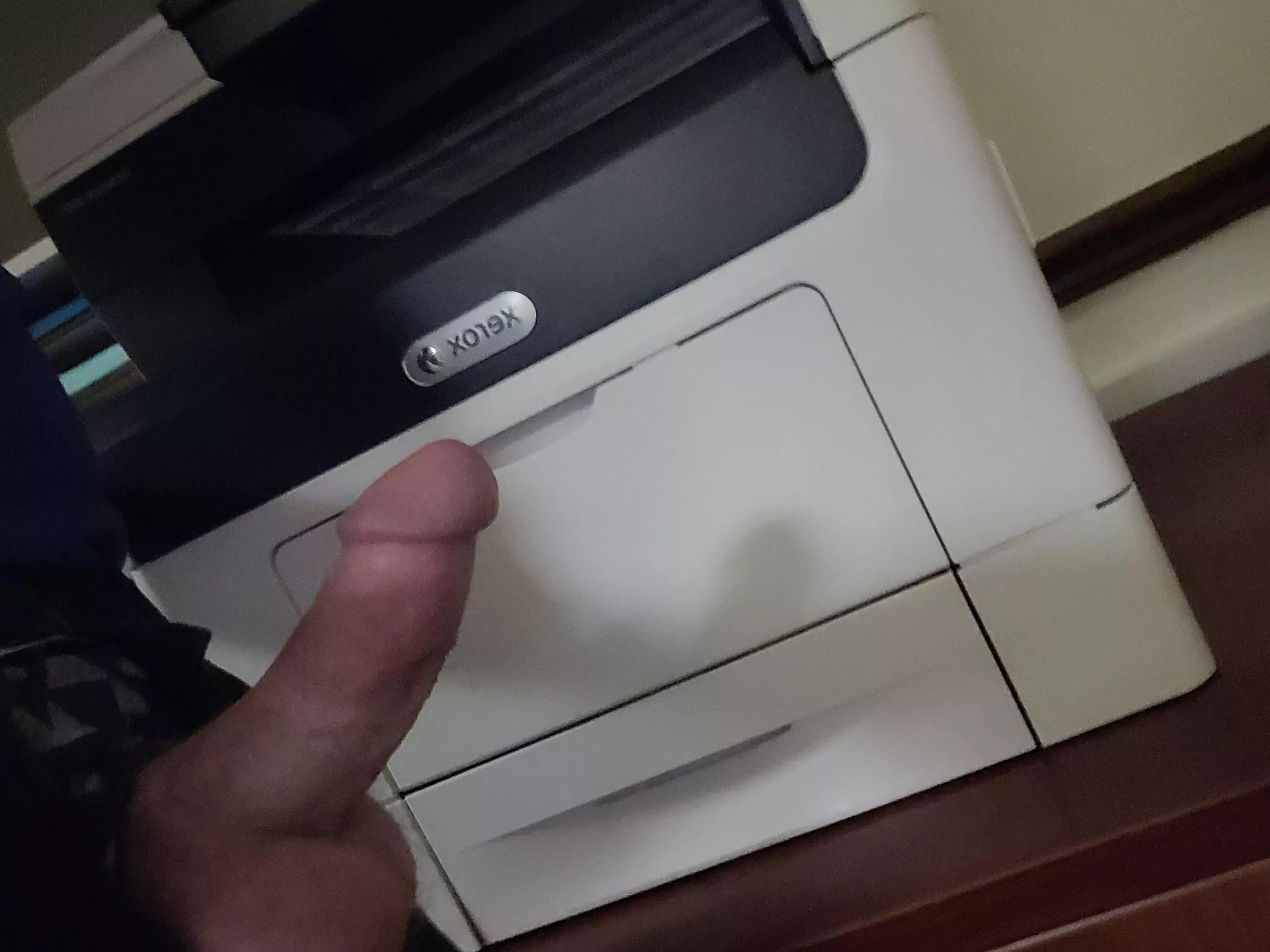 jerking off at the office printer...