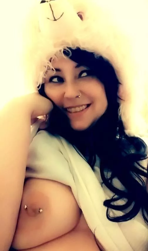 Keeping warm in my llama hat