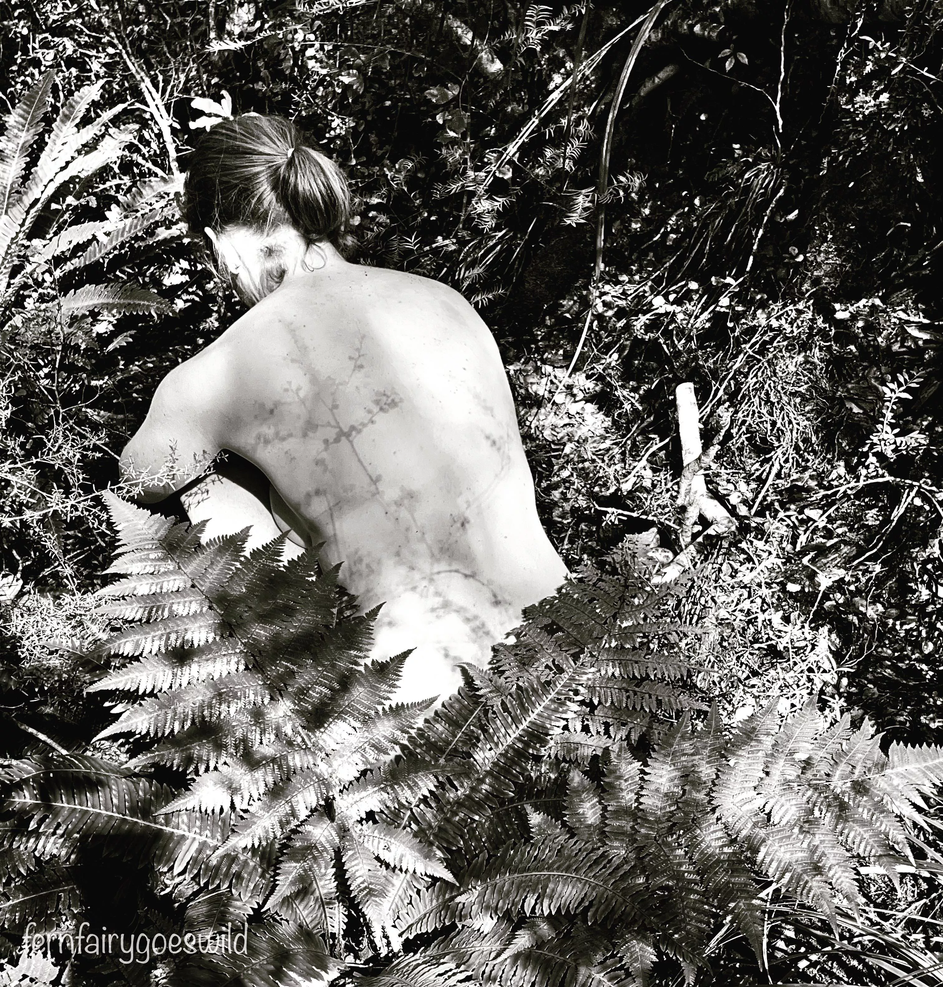Nudist (OC) touched by foliage shadows