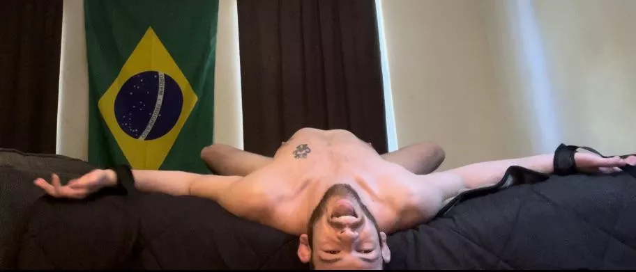 When he lays back like this on your bed you know he wants you to abuse his throat 😅(27)