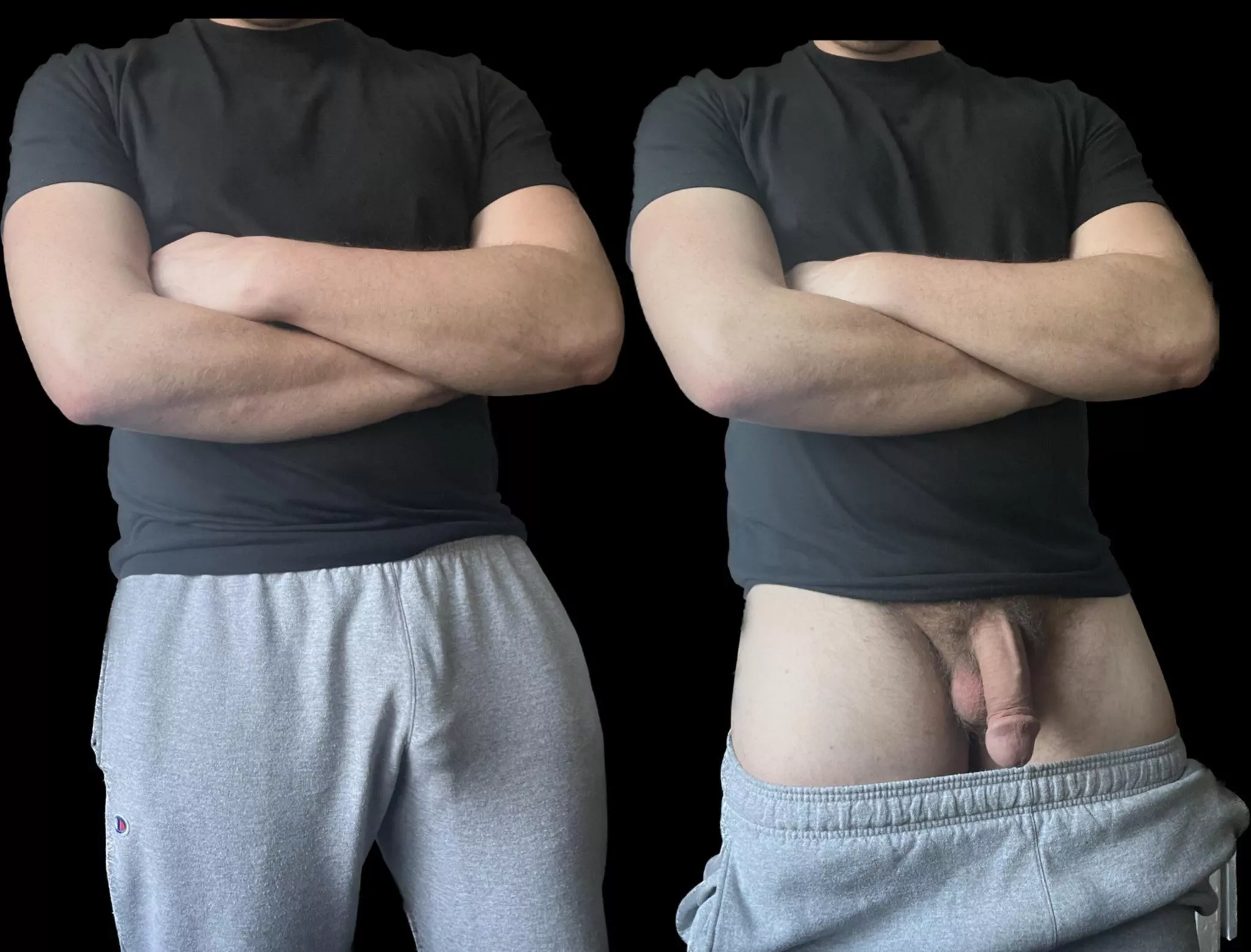 The bulge in grey sweatpants vs the cock and balls that make the bulge (25)