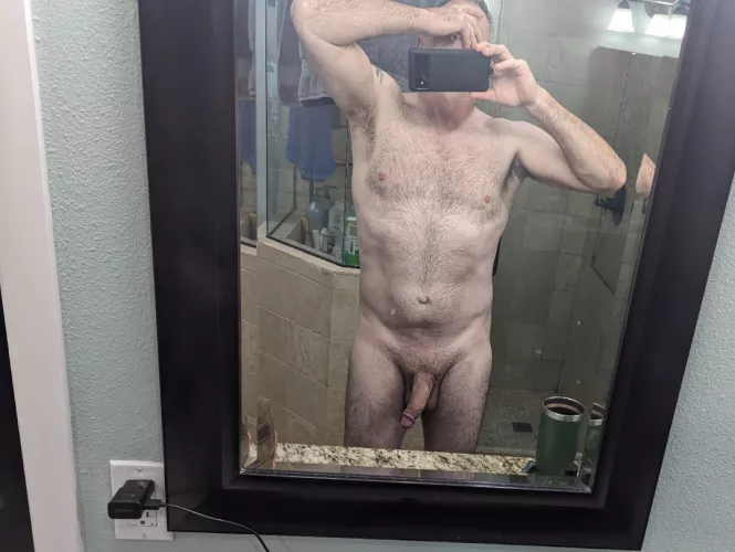 The morning bathroom lights feel like I'm staring at the ☀️.