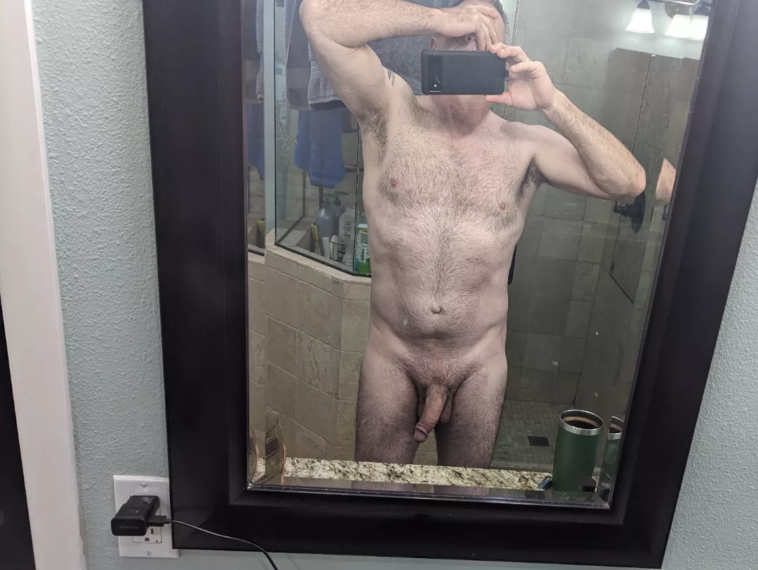 The morning bathroom lights feel like I'm staring at the ☀️.