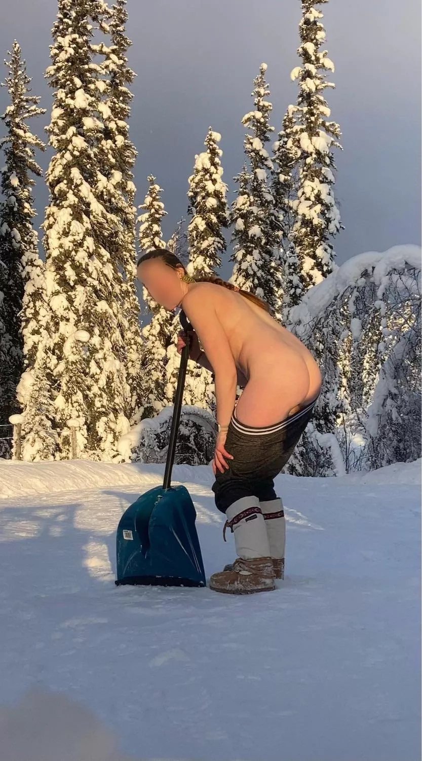 Worked up a sweat while shoveling!