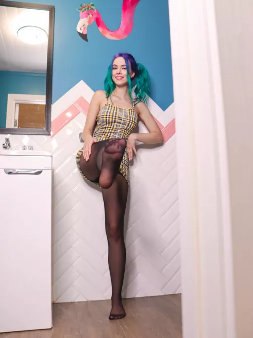 Black nylon pantyhose