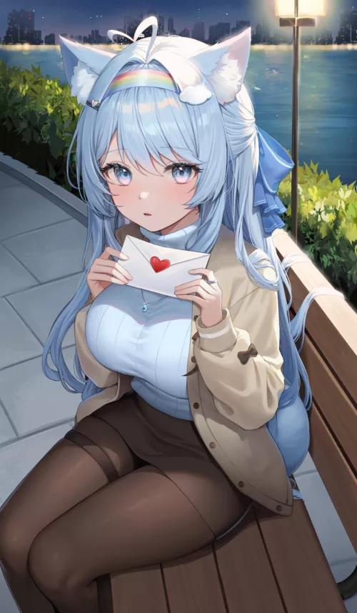 Catgirl with a love letter