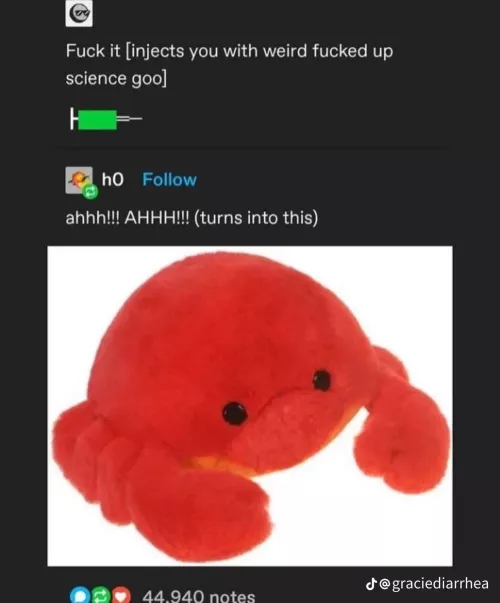 Human to crab plush